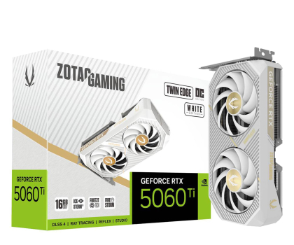 Karta graficzna ZOTAC GeForce RTX 5060 Ti Twin Edge OC White 16GB GDDR7 DLSS4 ZT-B50620Q-10M